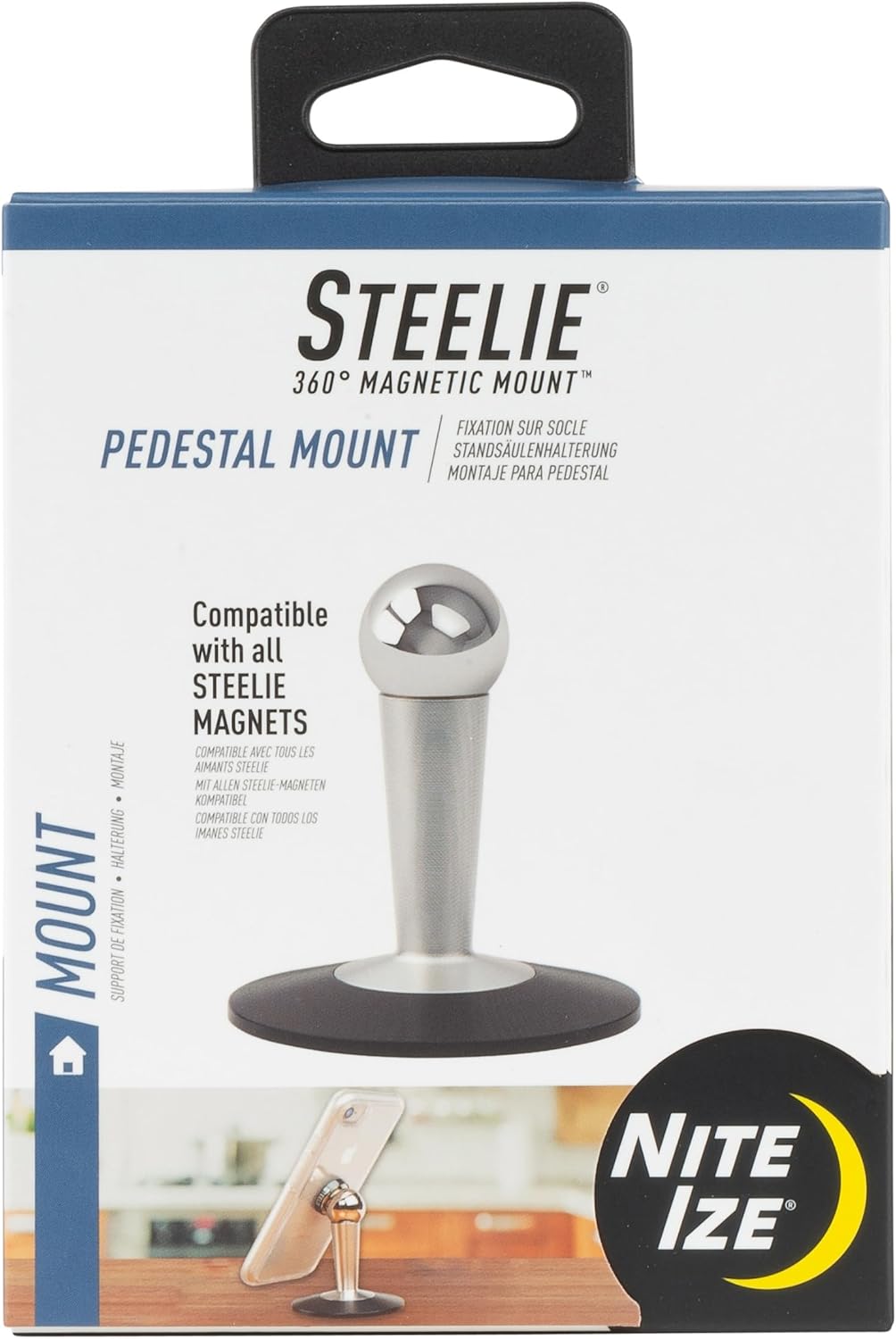Nite Ize Steelie Pedestal Mount - Tabletop Stand Compatible with MagSafe iPhones & Tablets - Magnetic Desk Phone Mount