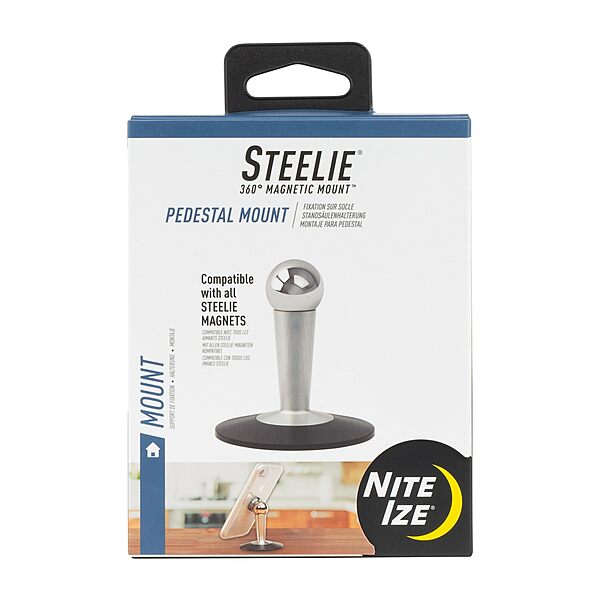 Nite Ize Steelie Pedestal Mount - Tabletop Stand Compatible with MagSafe iPhones & Tablets - Magnetic Desk Phone Mount - Phone Holder Accessories for Hands-Free Use & Adjustable Viewing