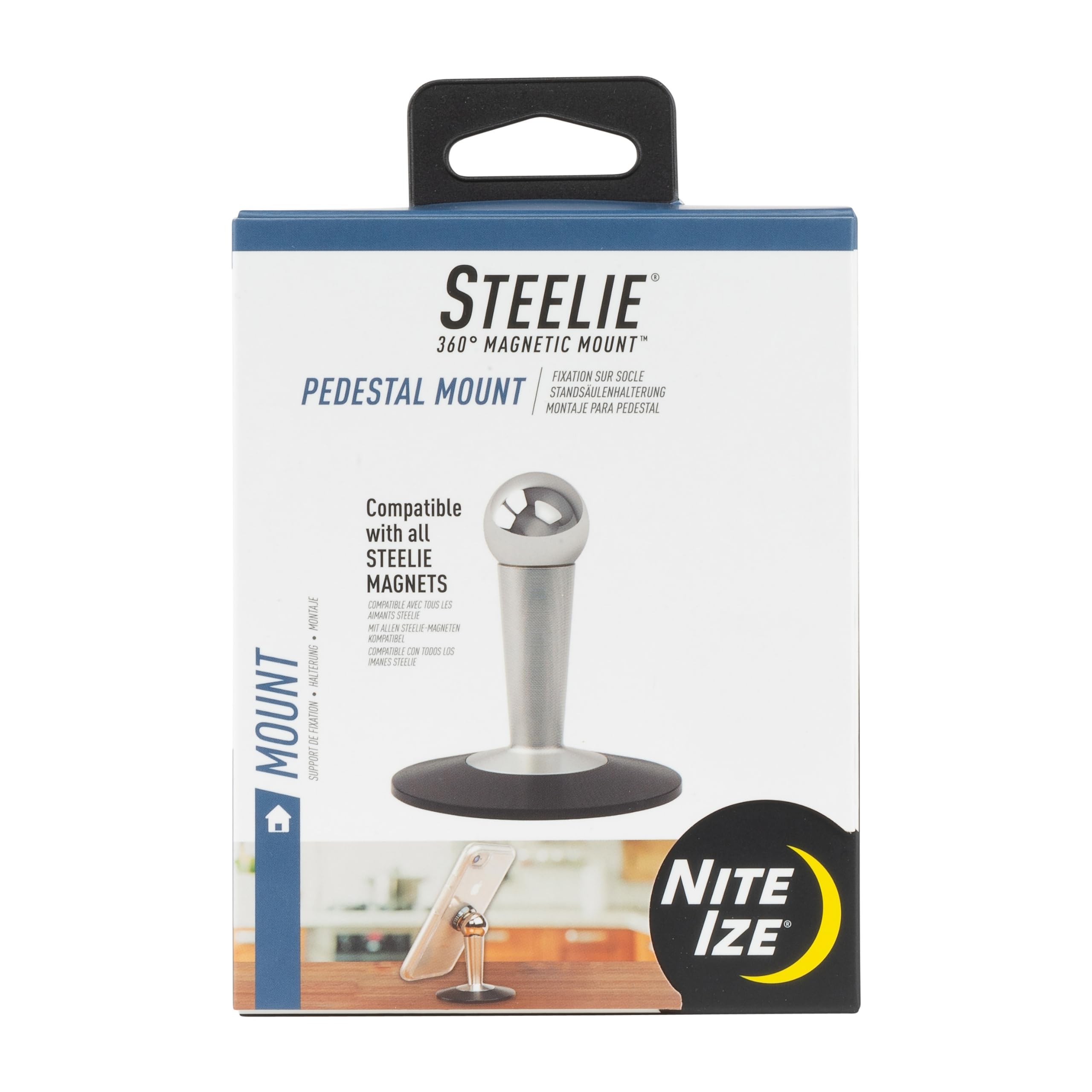 Nite Ize Steelie Pedestal Mount - Tabletop Stand Compatible with MagSafe iPhones & Tablets - Magnetic Desk Phone Mount