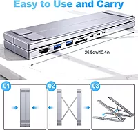 Laptop Docking Station Stand with USB-C 4K HDMI 8 Ports