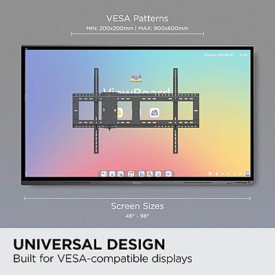 ViewSonic WMK-047-2 Fixed TV/Display Wall Mount with VESA Pattern Compatible up to 900x600mm, Slide-in Mini PC Bracket Plate and Hold up to 350 lbs