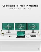 Plugable 12-in-1 USB C Triple Monitor Docking Station, Triple 4K Displays with 3X HDMI or 3X DisplayPort