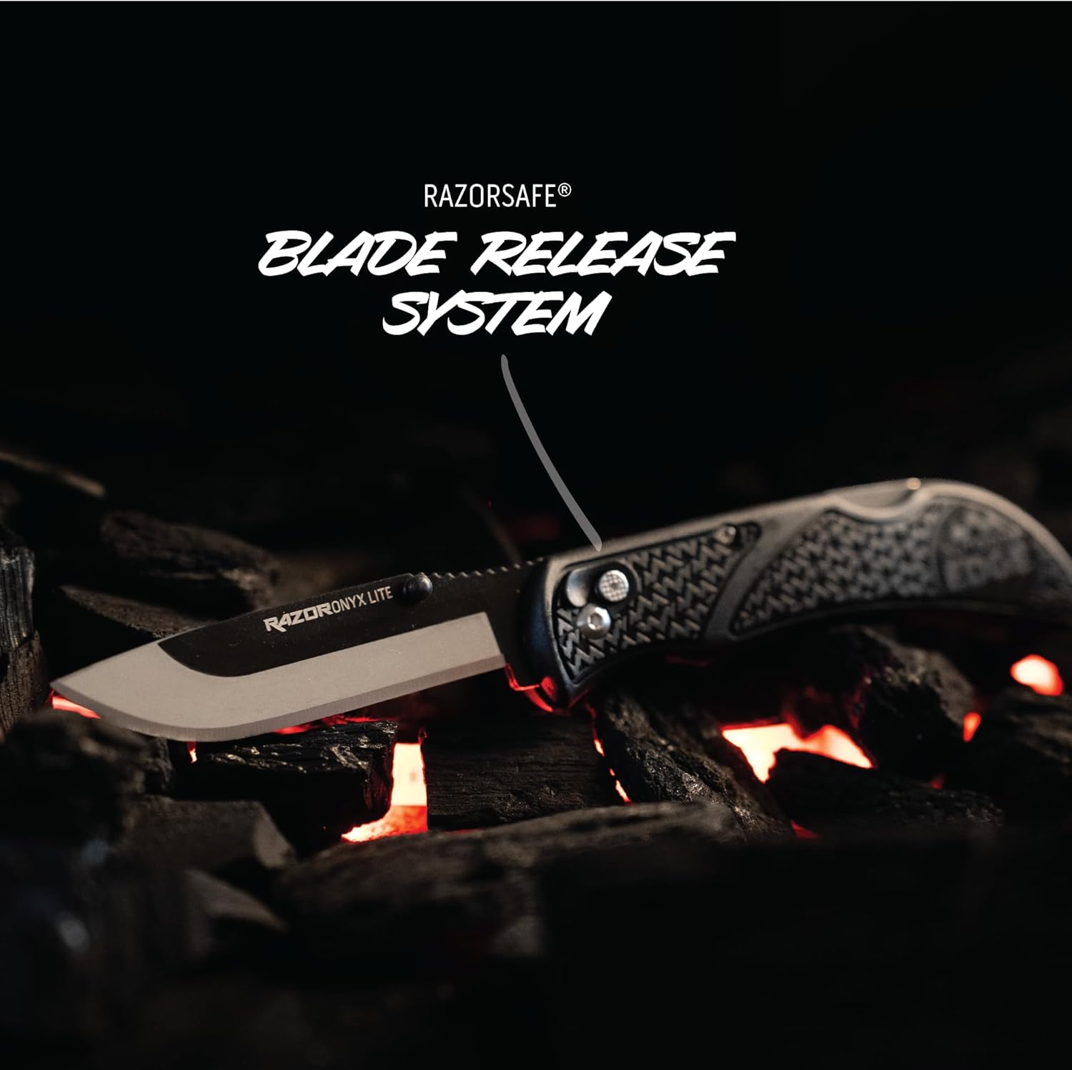 OUTDOOR EDGE Onyx EDC Folding Pocket Knife — Replaceable Blade System, Lockback and Pocket Clip