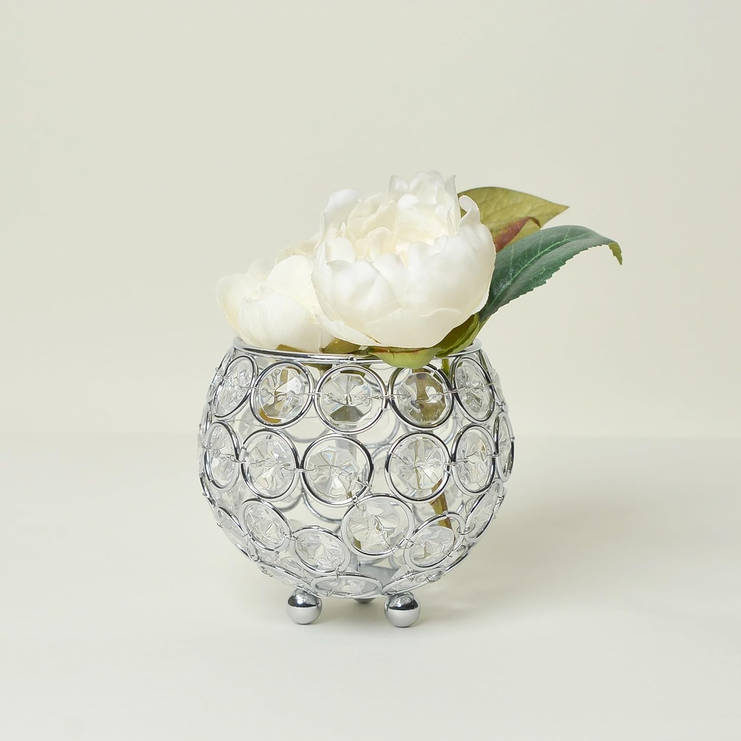 Elegant Designs Elipse Crystal Circular Bowl Candle Holder, Flower Vase, Wedding Centerpiece, Favor