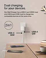 Belkin Dual Port Charger Block 42W, USB-C + USB-A Charger - Super Fast Charging - Samsung Galaxy S25, Apple iPhone 16, 15