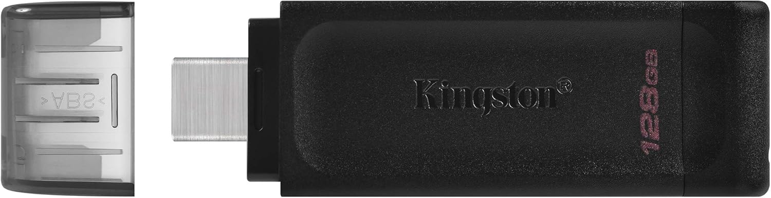 Kingston DataTraveler 70 128GB Portable and Lightweight USB-C flashdrive with USB 3.2 Gen 1 speeds DT70/128GB, Black