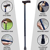 DMI Lightweight Aluminum Adjustable Walking Cane with Derby-Top Handle