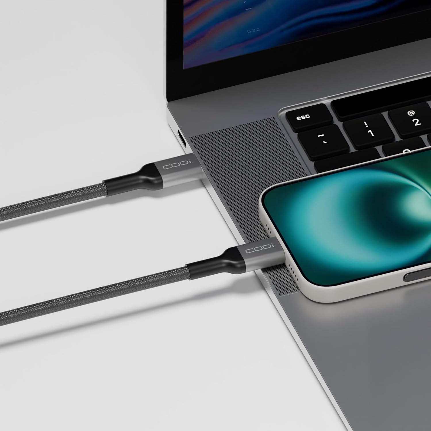 CODi 6ft USB-C to USB-C Charging Cable | Braided Nylon, Fast Charge & Sync, Durable Aluminum Housing