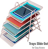 Mind Reader 5-Tier Paper Tray, Desktop Organizer, File Storage, Office, Metal Mesh, 11.75" L x 14" W x 14.5" H