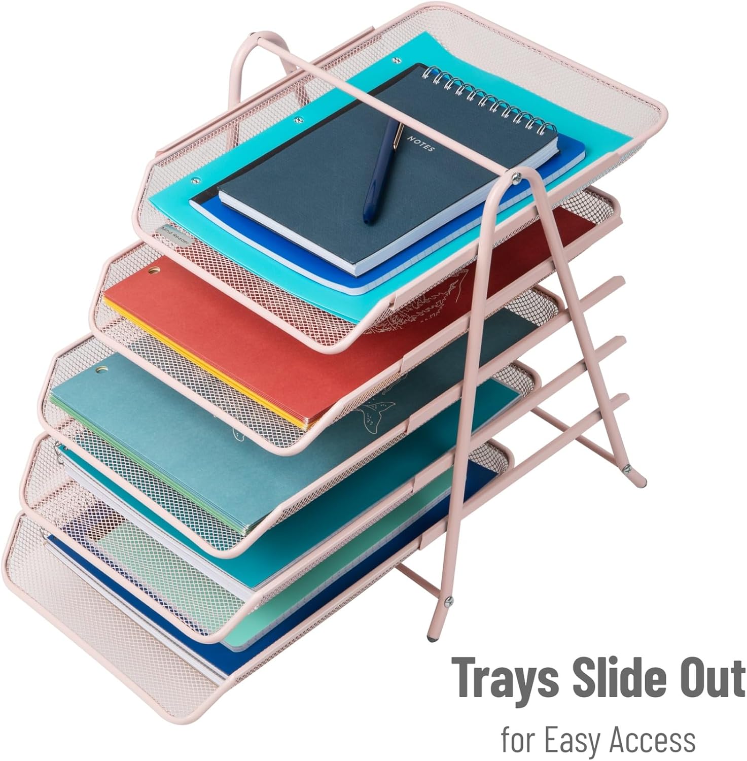 Mind Reader 5-Tier Paper Tray, Desktop Organizer, File Storage, Office, Metal Mesh, 11.75" L x 14" W x 14.5" H