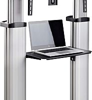StarTech.com Rolling TV Cart/Stand On Wheels, Up to 100-inch/220lb Flat Screens, Hand Crank Height Adjustable Mobile Trolley
