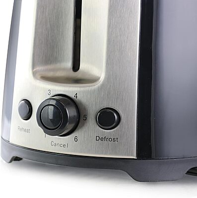 BETTER CHEF 2-Slice Wide-Slot Cool-Touch Toaster with Reheat & Defrost and Stainless-Steel Accents