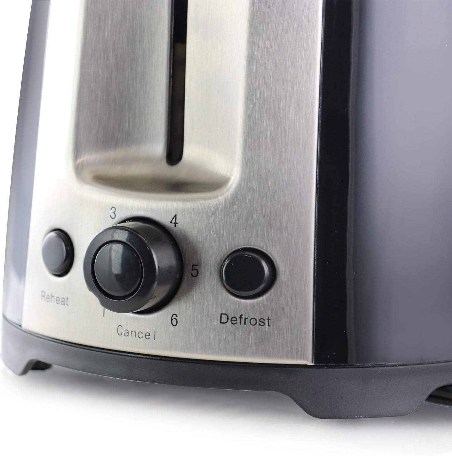 BETTER CHEF 2-Slice Wide-Slot Cool-Touch Toaster with Reheat & Defrost and Stainless-Steel Accents