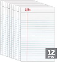Office Depot Brand Writing Pads, 5in x 8in, Narrow Ruled, 50 Sheets, White, Pack Of 12 Pads