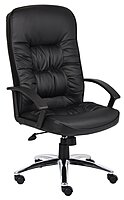 Boss Office Products High Back LeatherPlus Chair in Black
