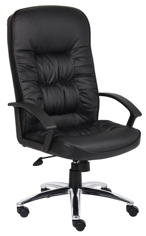 Boss Office Products High Back LeatherPlus Chair in Black