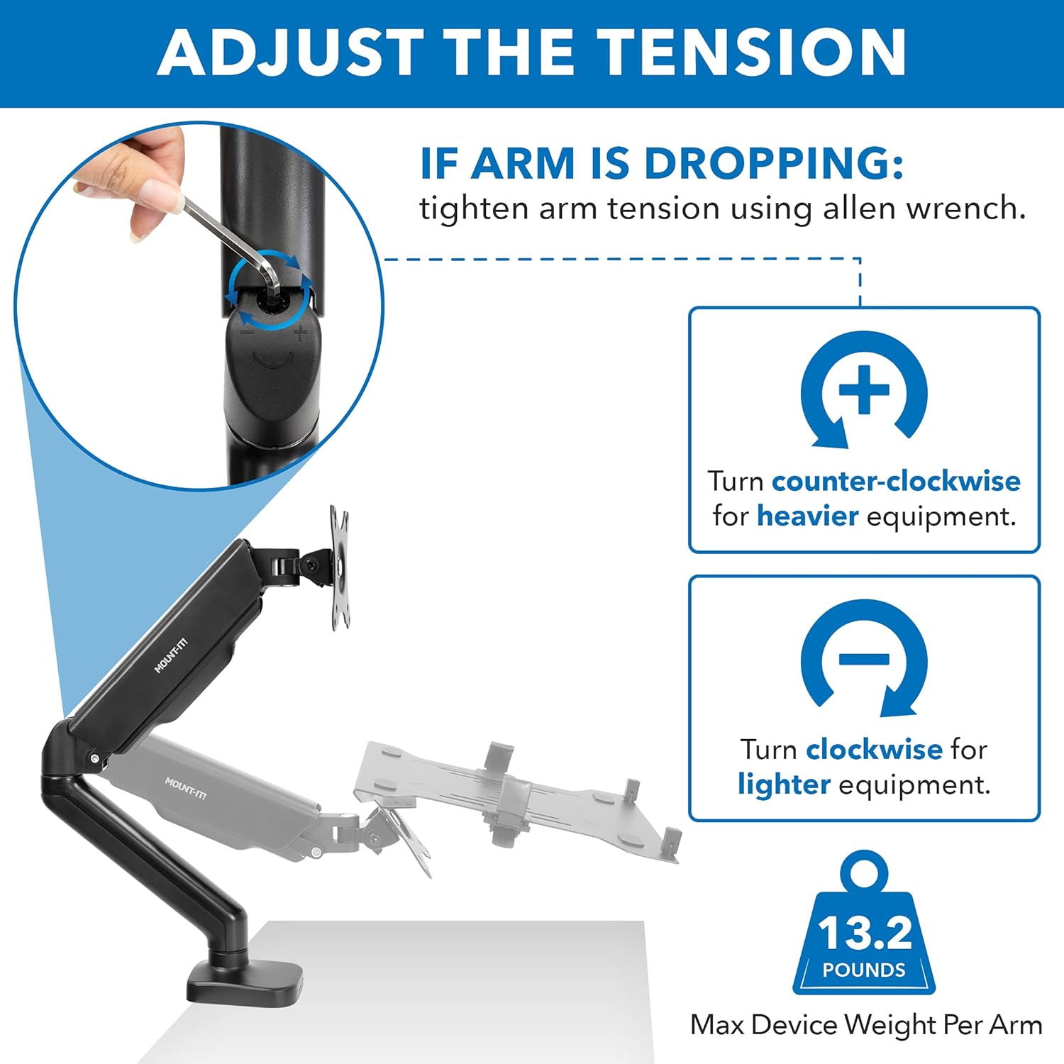 Mount-It! Height Adjustable Laptop and Monitor Desk Mount