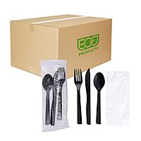 Eco-Products 6" Recycled Plastic Cutlery and Utensils, 100% Post-Consumer Recycled Polystyrene