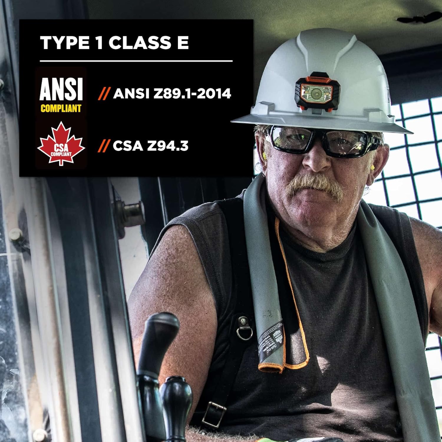 ERGODYNE Skullerz 8971 Class E Full Brim Hard Hat with Ratchet Suspension