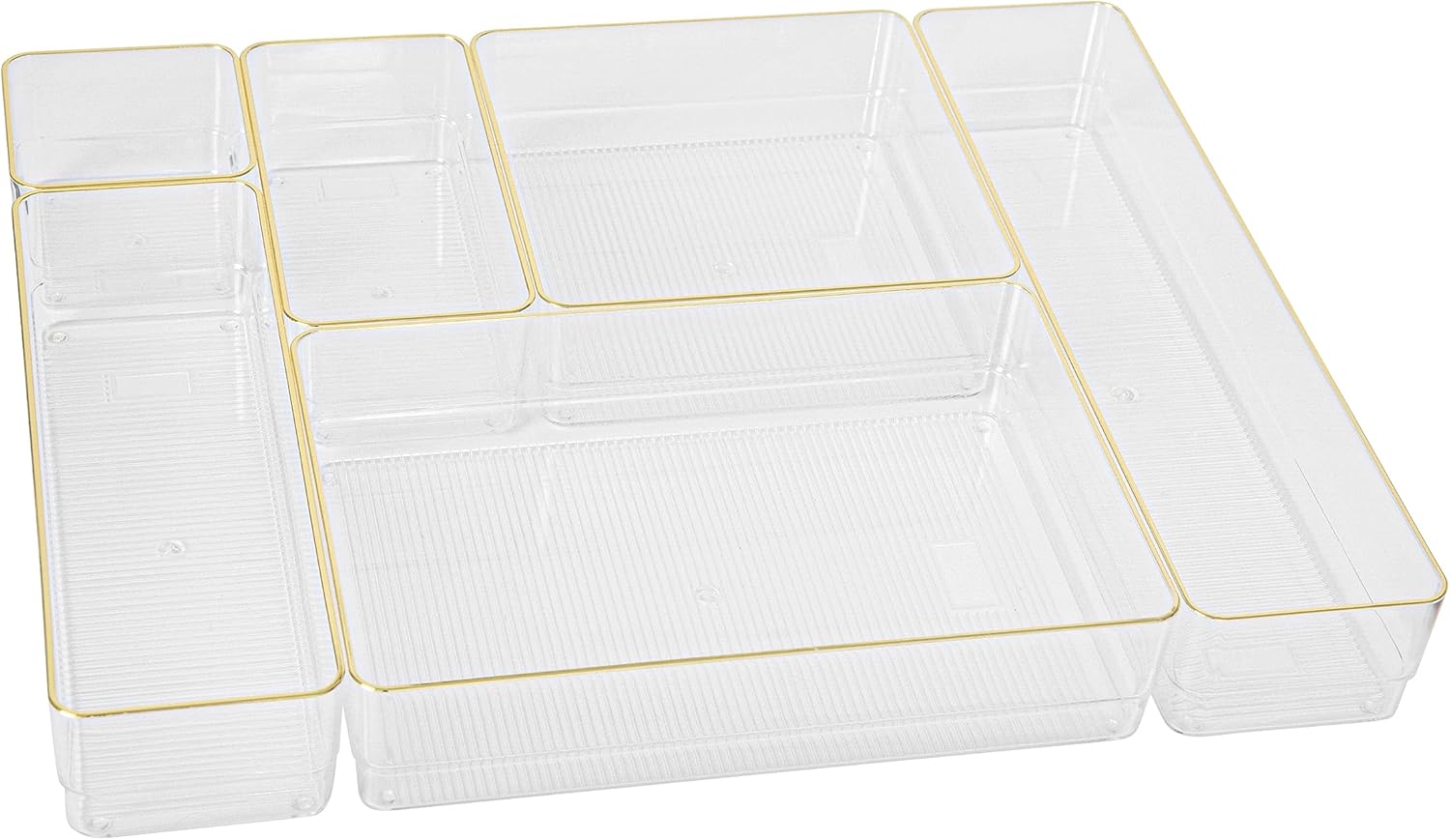 Martha Stewart Plastic Stackable Office Desk Drawer Organizers, Set of 6