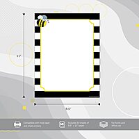 Barker Creek Designer Computer Paper, Wide Stripes With Bee, 8.5” x 11”, Decorative Printer Paper, 50 Sheets