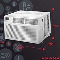 Amana AMAP101BW 10,000 BTU 115V Digital Mounted Air Conditioner and Dehumidifier with Remote Control for Small-Medium 450
