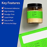 Avery Printable Rectangle Labels, Sure Feed Technology, 1" x 7", Neon Green, Print-to-the-edge, Laser/Inkjet Printable