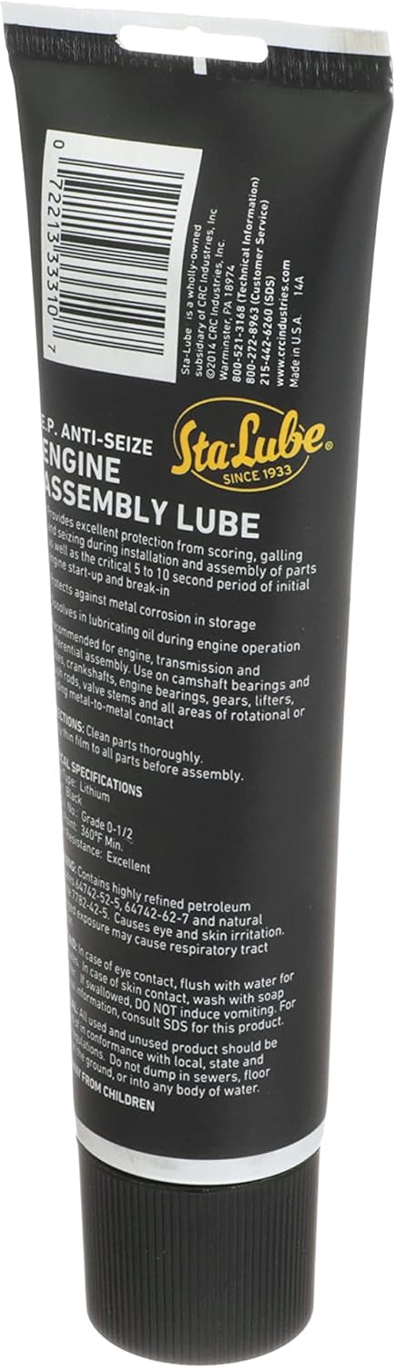 Sta-Lube Extreme Pressure Engine Assembly Lube SL3331-10 Wt Oz. Tube, Anti Seize Lube 10 Oz