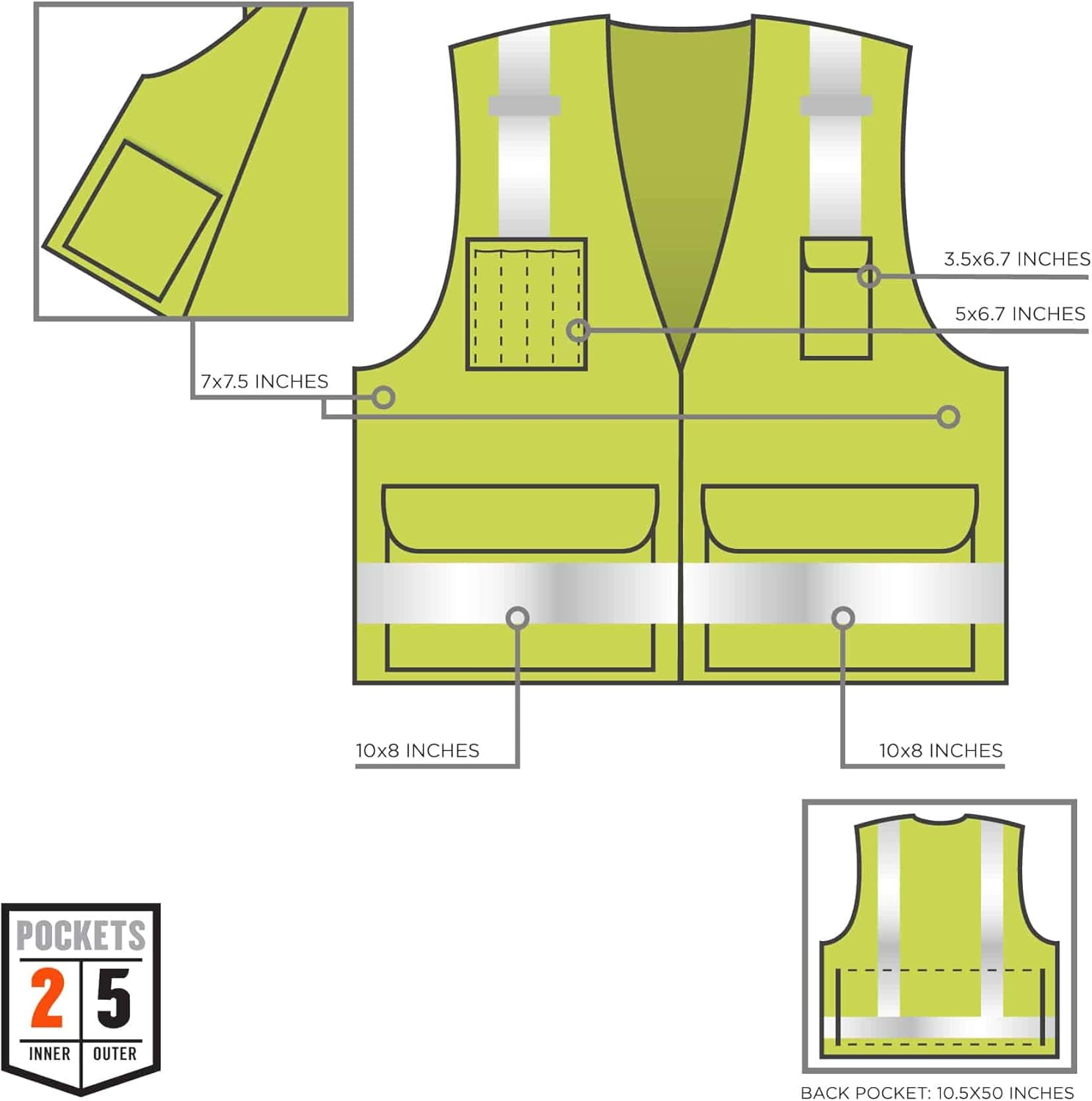 ERGODYNE GloWear 8250Z Surveyors Reflective Safety Vest
