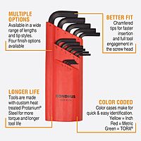 Bondhus 10995 Set of 15 Balldriver L-wrenches, ProGuard Finish, sizes 1.27-10mm