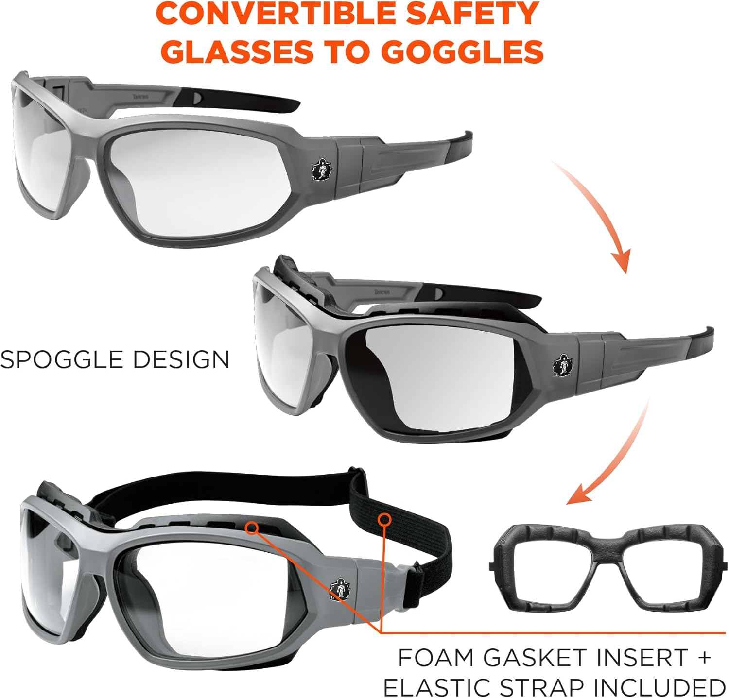 Ergodyne Skullerz Loki Convertible Anti-Fog Safety Glasses