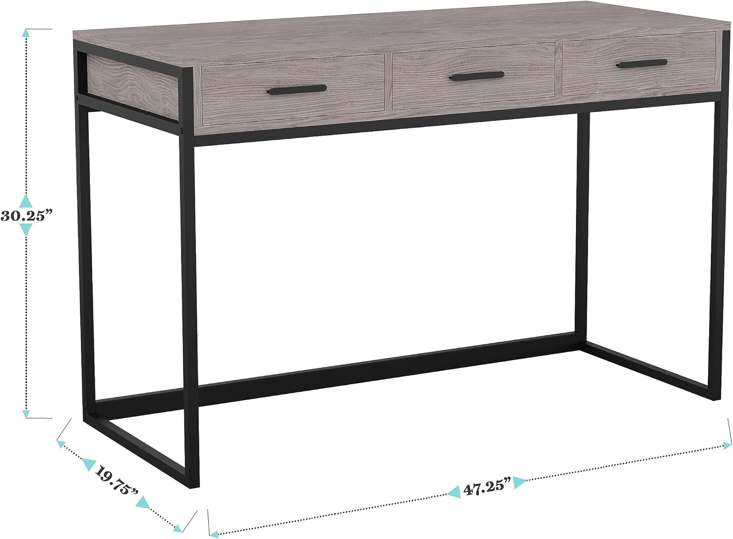 Martha Stewart Ollie Home Office Desk with 3 Drawers