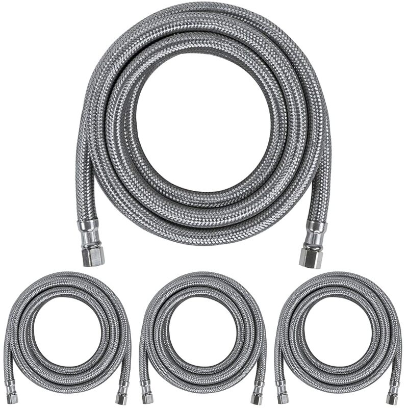 Certified Appliance Accessories Ice Maker Water Line, 10 Feet, PVC Core with Premium Braided Stainless Steel (Pack of 4)