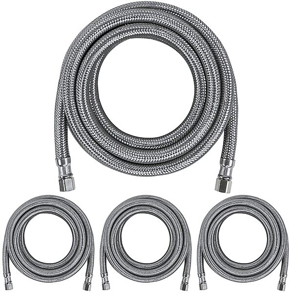 Certified Appliance Accessories Ice Maker Water Line, 10 Feet, PVC Core with Premium Braided Stainless Steel (Pack of 4)