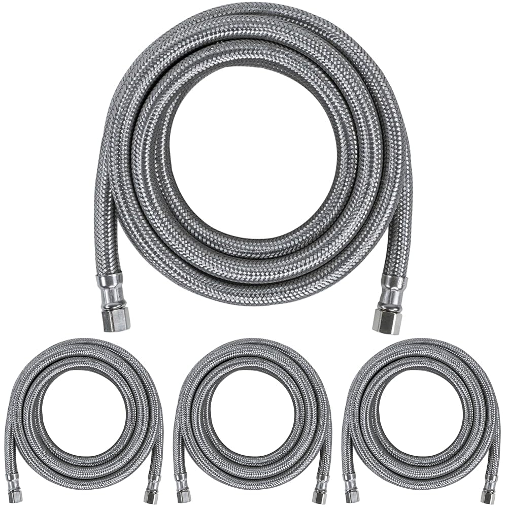 Certified Appliance Accessories Ice Maker Water Line, 10 Feet, PVC Core with Premium Braided Stainless Steel (Pack of 4)