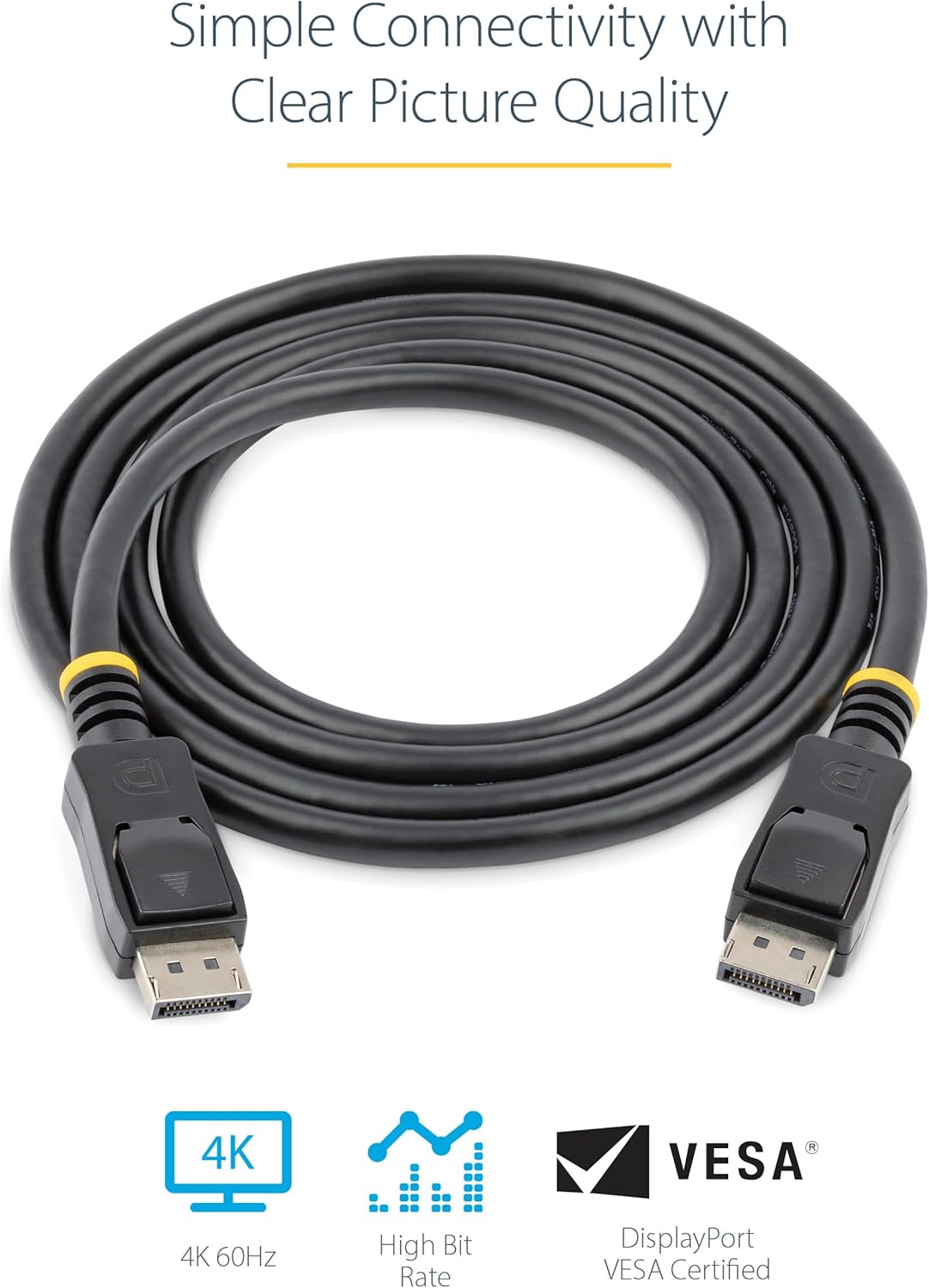 6ft [2m] DisplayPort 1.2 Cable 10 Pack, 4K x 2K UHD VESA Certified DisplayPort Cable, DP Cable/Cord for Monitor, w/ Latches