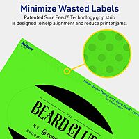 AVERY Printable Oval Labels, Sure Feed Technology, 4 x 6, Neon Green, Print-to-The-Edge, Laser/Inkjet