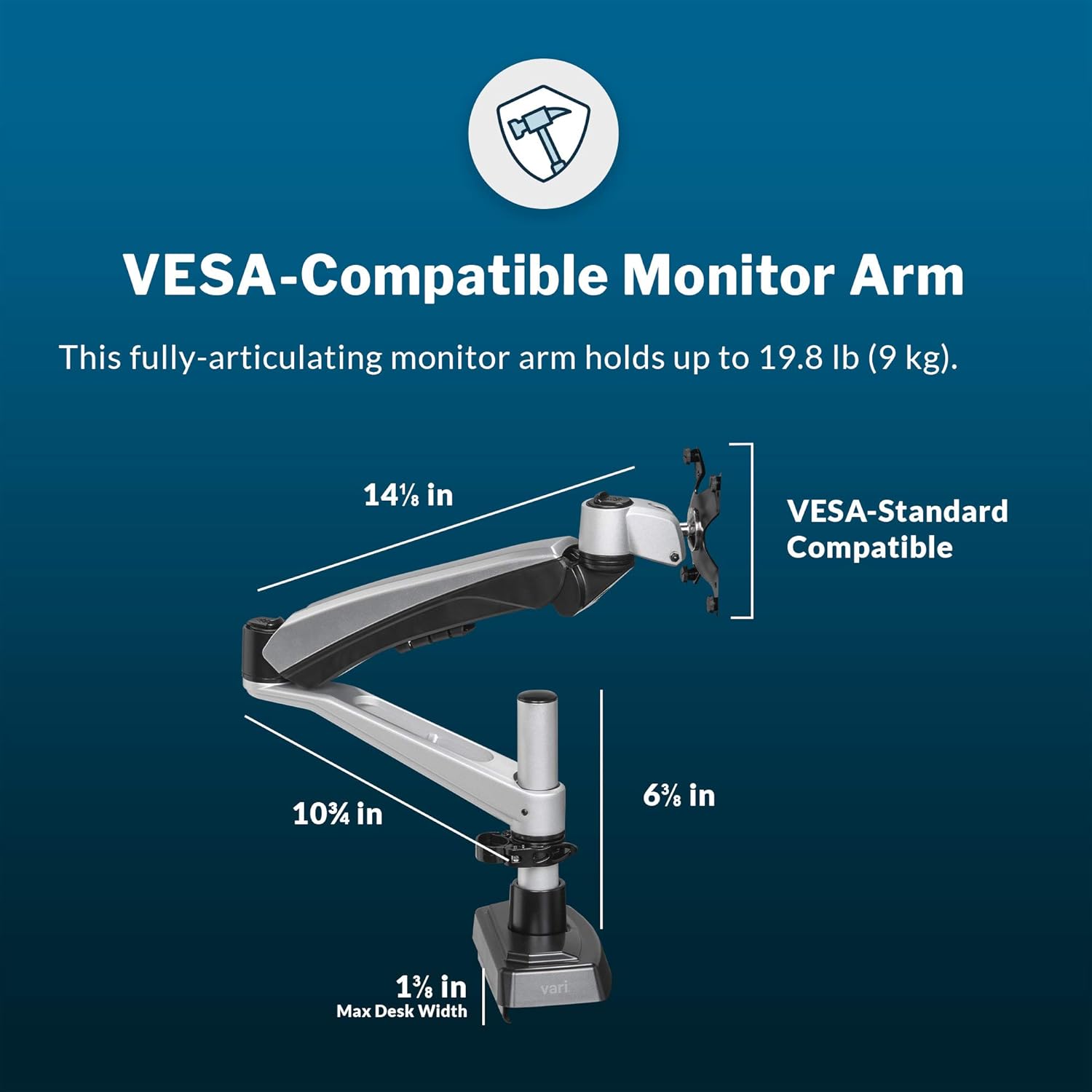 VARI VESA Monitor Arm - Adjustable Desk Mount with 360° Rotation
