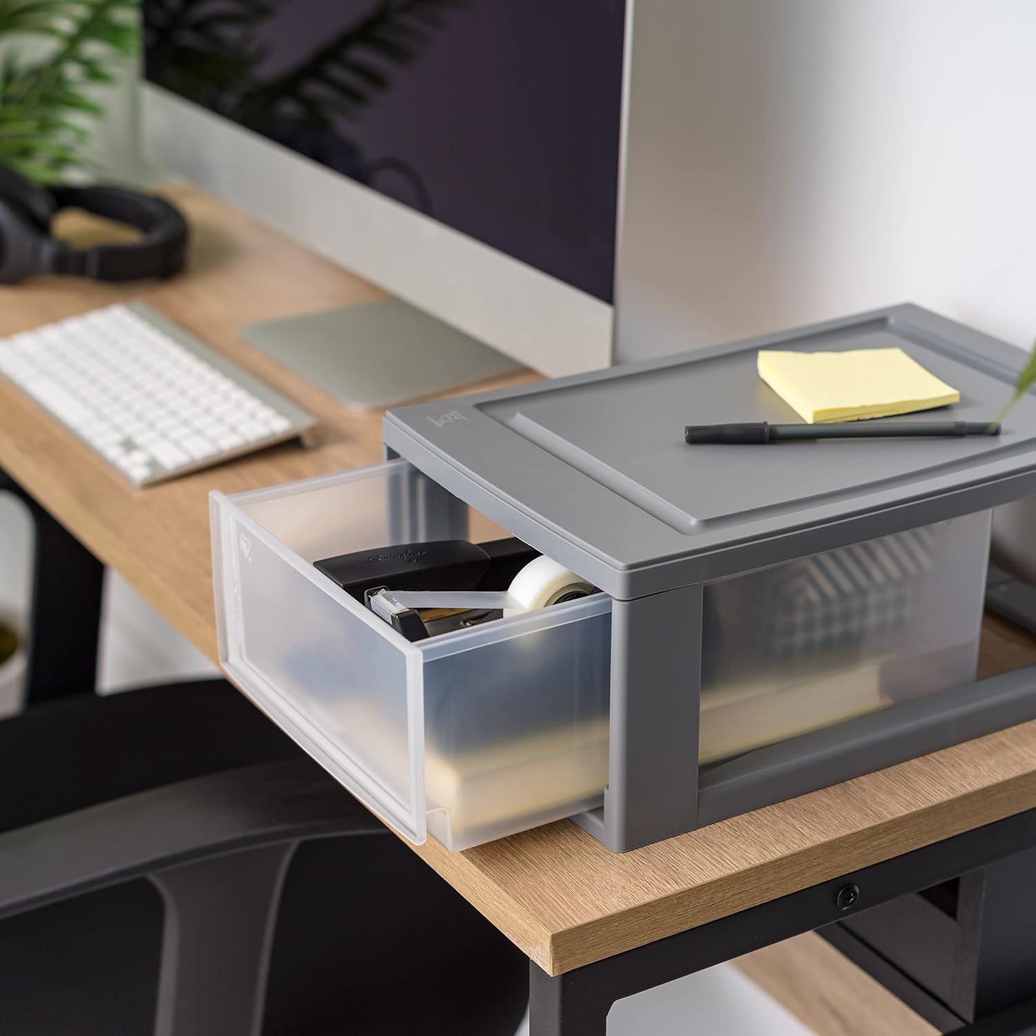 IRIS USA 5-Pack Stackable Storage Drawers, Gray, 13.13 x 8.50 x 5.38 in