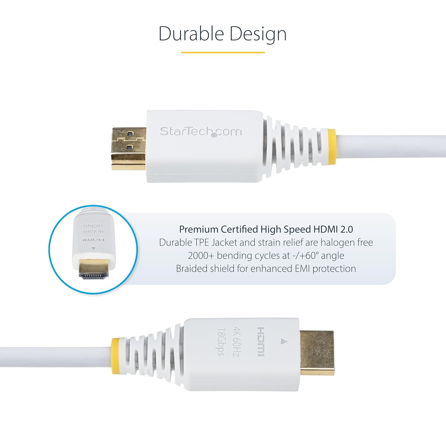 StarTech.com Premium Certified High Speed HDMI 2.0 Cable, 18Gbps, 4K 60Hz