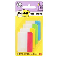 Post-it Tabs, 2 in, Solid, Assorted Primary Colors, 6 Tabs/Color, 4 Colors, 24 Tabs/Pack (686-ALYR)