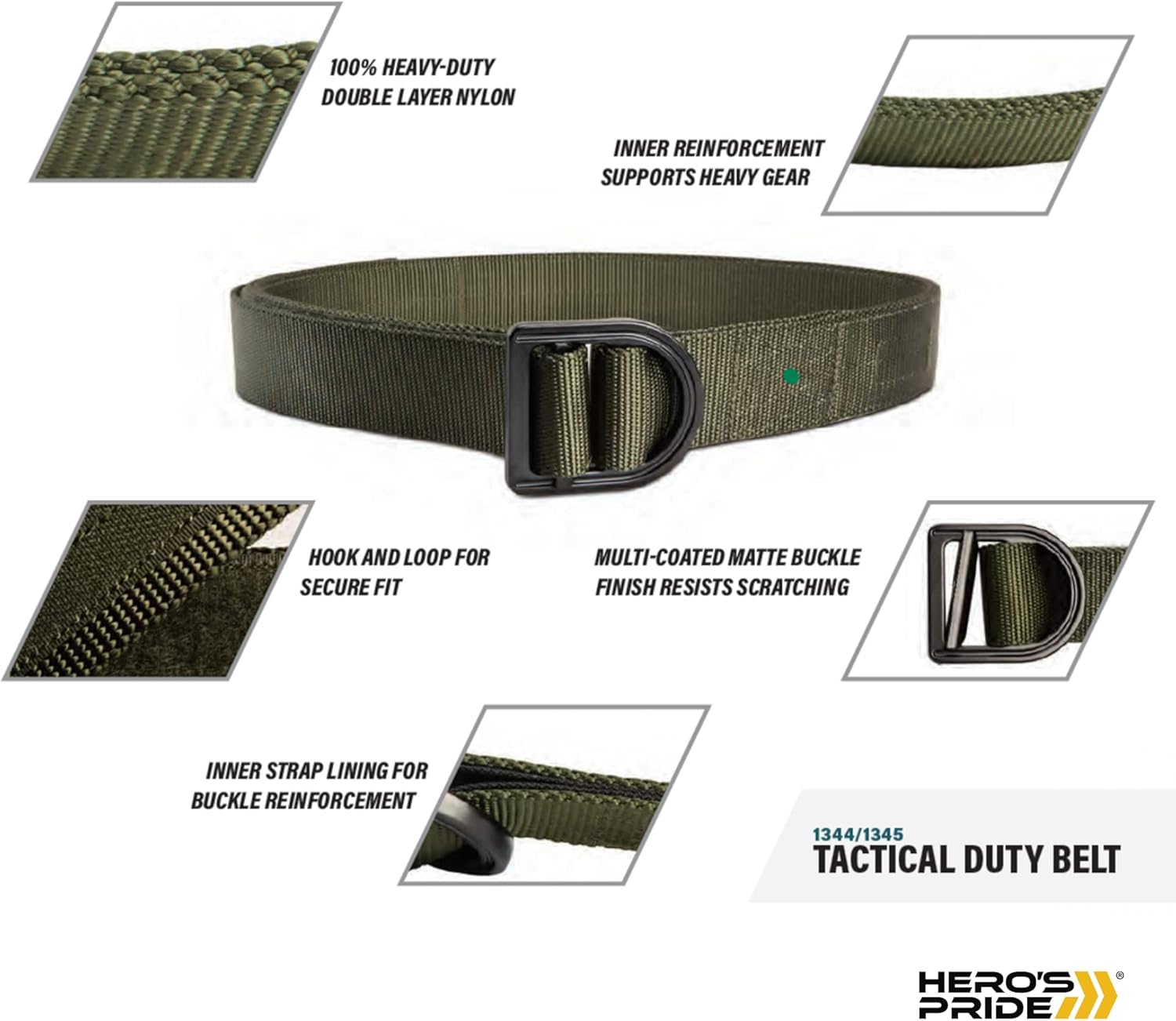 HERO'S PRIDE Tactical Duty Belt, Law Enforcement Standard Issue, High-Grade Nylon Webbing, 1.75''