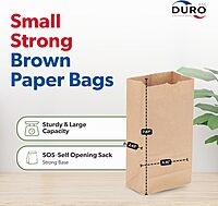 Duro 2# Brown Paper Lunch Bags 500 Count, Bulk Disposable Brown Paper Bags, Small SOS Paperbags for Candy, Snacks & Treats - 4.31 x 2.43 x 7.87 Inches