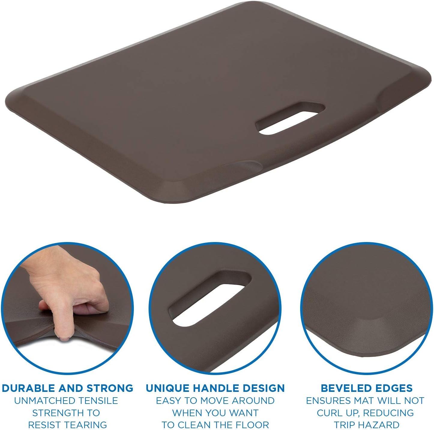 Mount-It! Standing Desk Floor Mat | Brown Standing Comfort Mat for Standing Desk, Home, Office, Kitchen