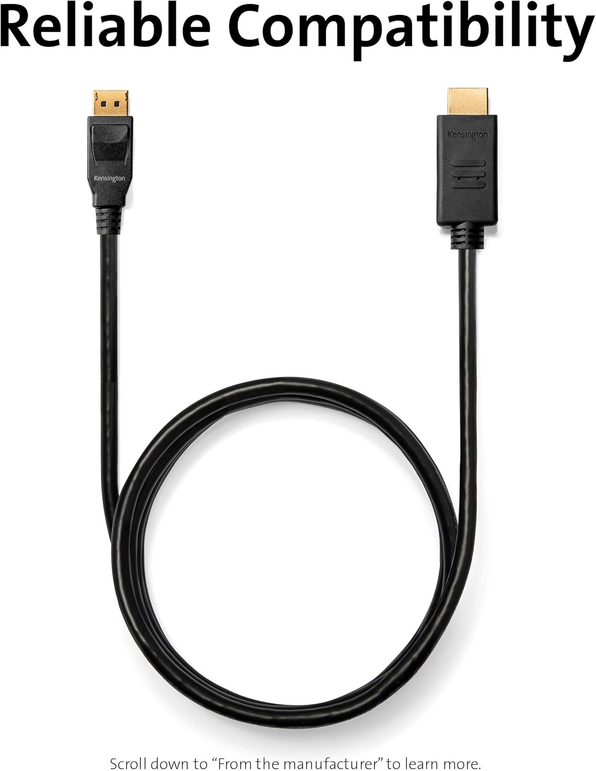 Kensington DisplayPort 1.2 to HDMI 1.4 Cable, 6ft (K33025WW)