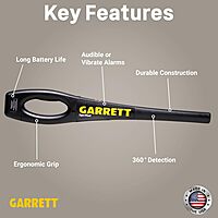 Garrett SuperWand Metal Detector for Adults, Professional, Made in The USA, Security Wand, Scans All Metals