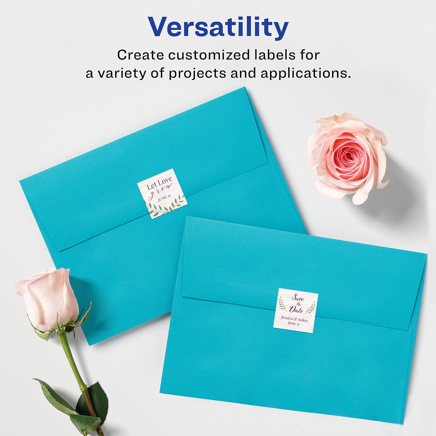 Avery Matte White Square Labels, Sure Feed Technology, 1" x 1" Printable Labels