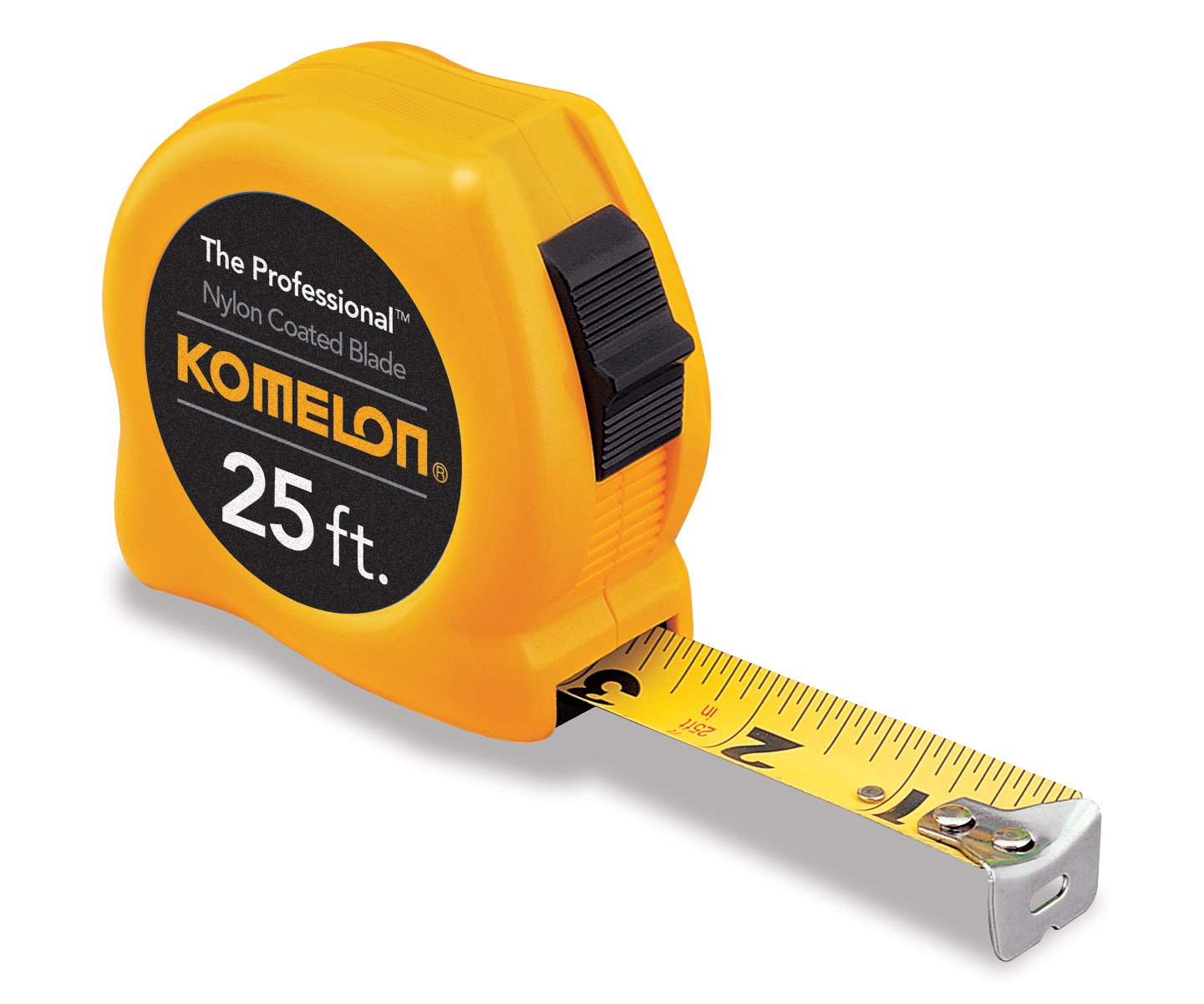 Komelon 4925 The Professional Nylon Coated Steel Blade Tape Measure 25-Inch by 1-Inch, Yellow Case
