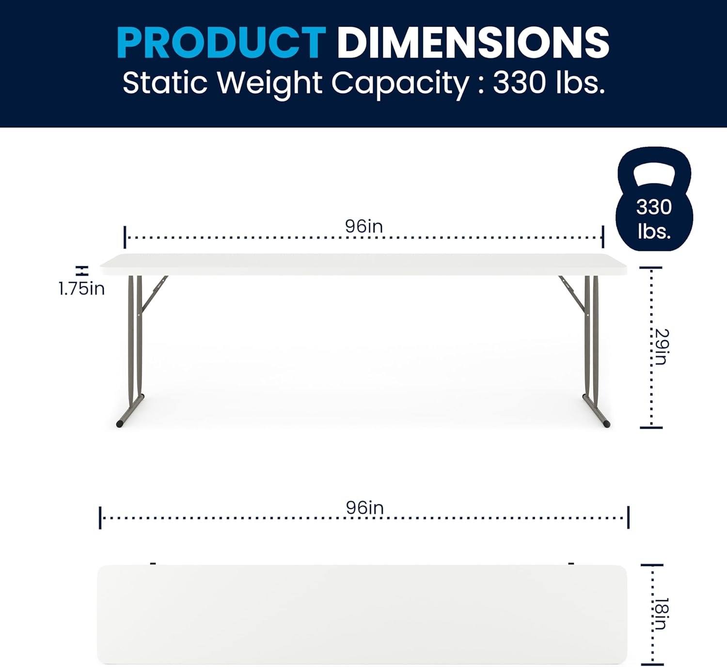 FLASH FURNITURE Plastic Folding Training and Event Table, Rectangular