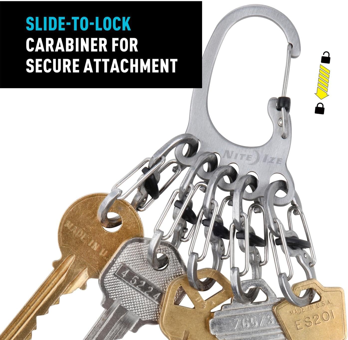 Nite Ize BigFoot Locker KeyRack Stainless Steel Key Holder with S-Biner MicroLocks